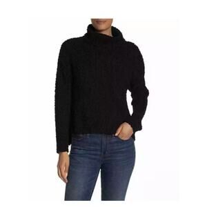 Bobeau Women's Popcorn Turtleneck Sweater Medium Black NWT Bubble Plush High Low